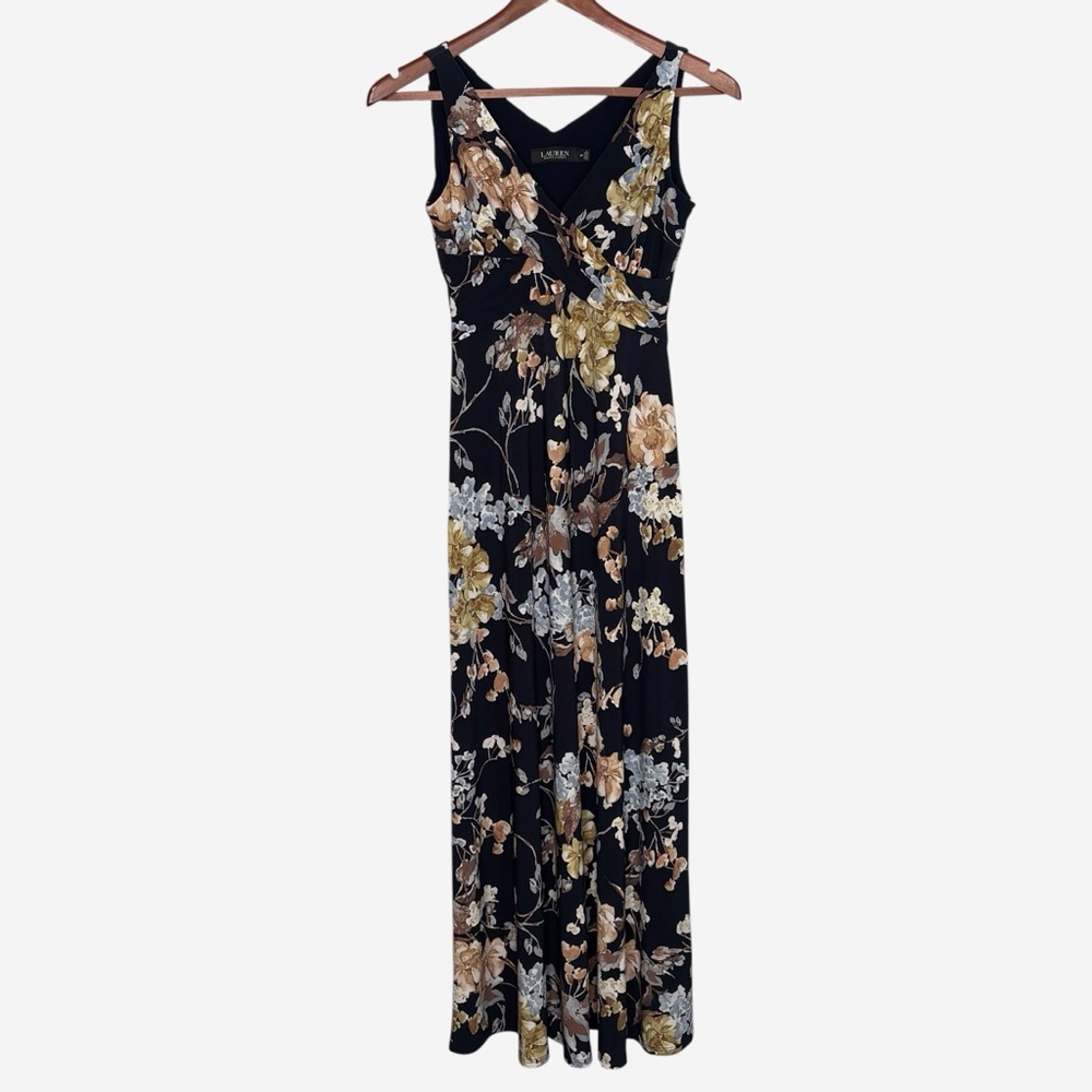Ralph Lauren Black Label Petite Floral Sleeveless Jersey Maxi Dress Size 0P - Picture 5 of 14